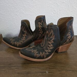 Black and Brown Western Ankle Boots
